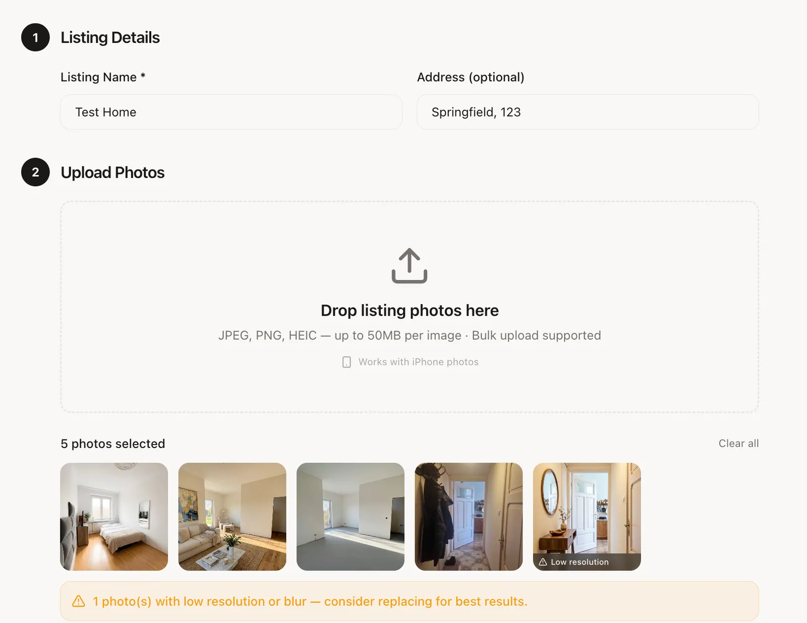 Create the listing